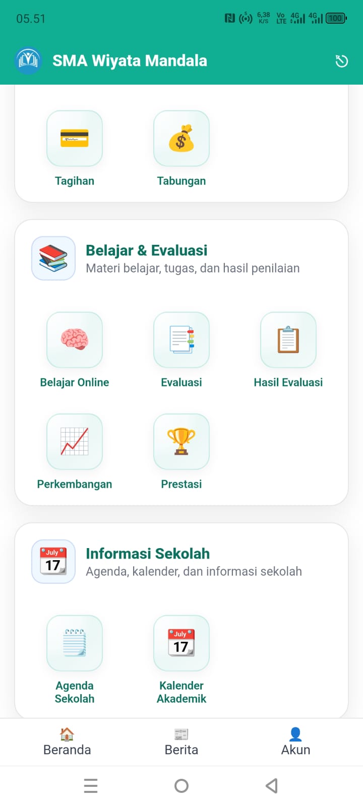 Tagihan Pembayaran, tabungan, Kegiatan sekolah
